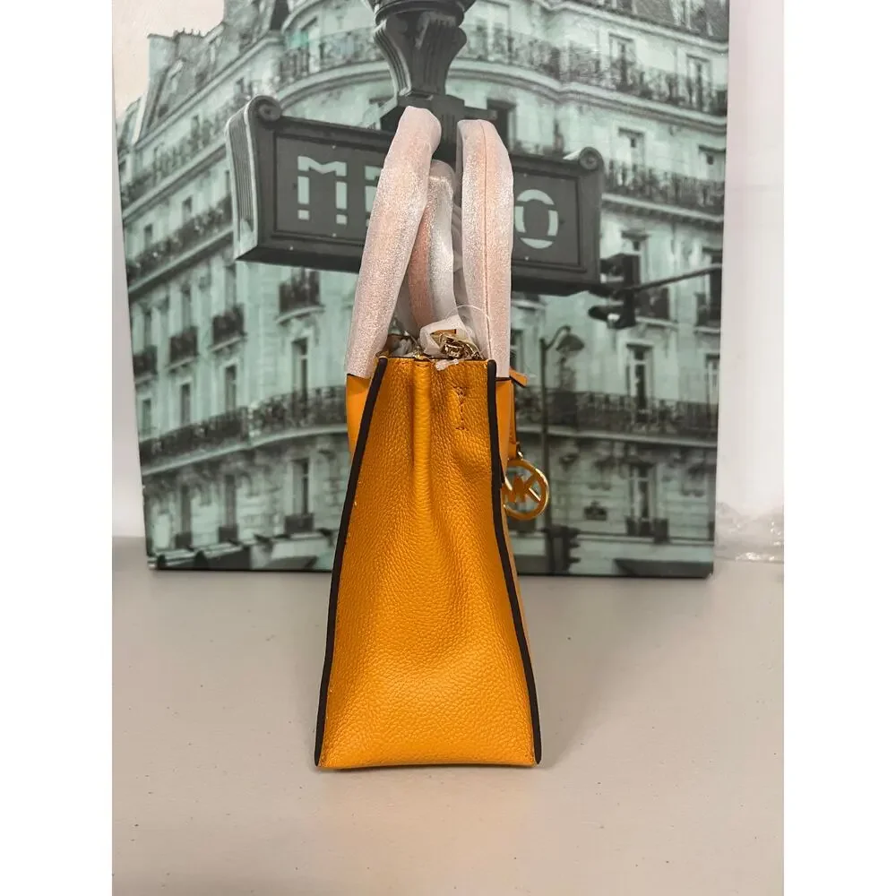 Michael Kors Mercier Yellow Pebbled Leather Handbag 35S1GM9M2L